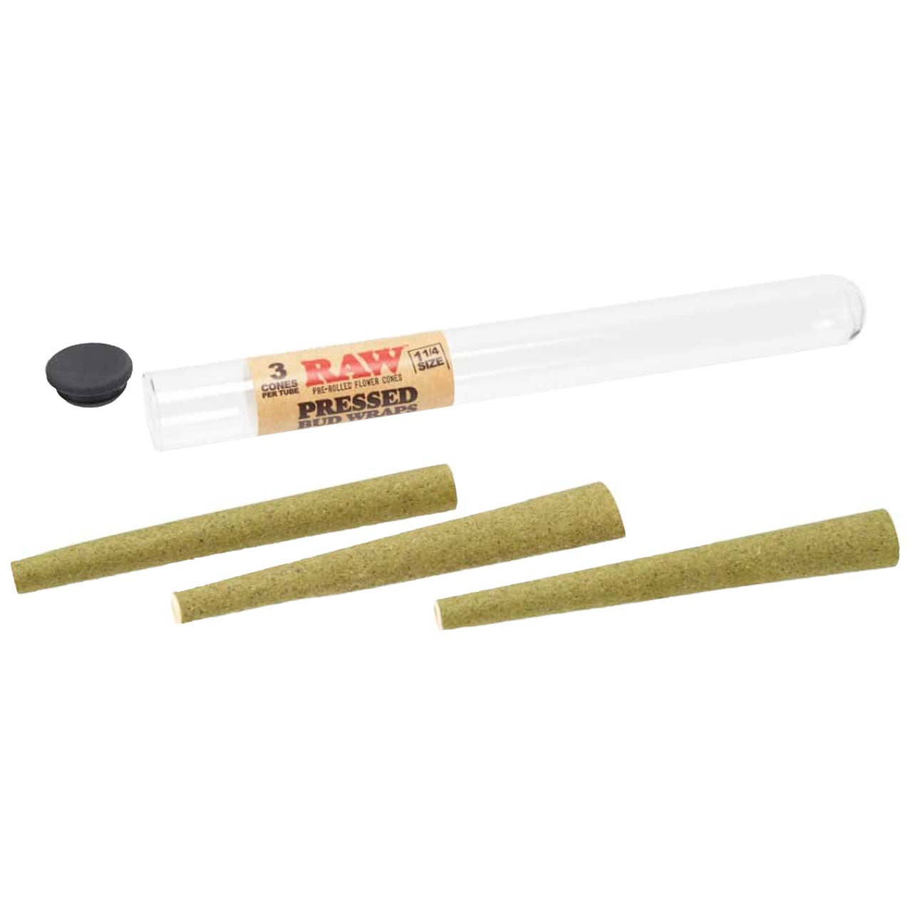 RAW - Pre-rolled Cone Paper 1 1/4 Pressed Bud (3 Pack)