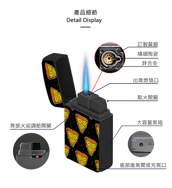 ZENGAZ 防風ライター ピザ スマイリー |スマイリー風味のピザ